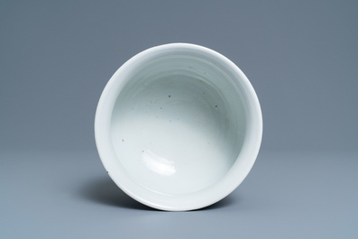 A Chinese blue and white censer with figures in a mountainous landscape, Kangxi