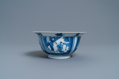 A Chinese blue and white 'klapmuts' bowl, Chenghua mark, Kangxi