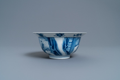 A Chinese blue and white 'klapmuts' bowl, Chenghua mark, Kangxi