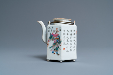 A Chinese famille rose 'Wu Shuang Pu' teapot and cover, 19th C.