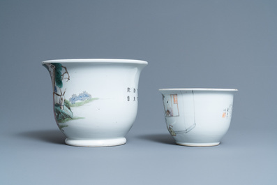 Twee Chinese qianjiang cai jardini&egrave;res, 19/20e eeuw