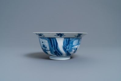 A Chinese blue and white 'klapmuts' bowl, Chenghua mark, Kangxi