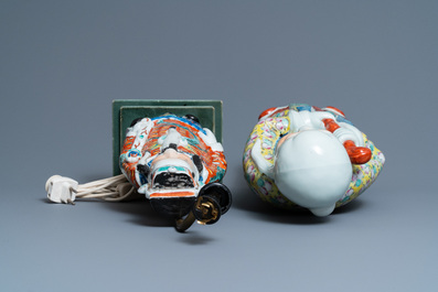 Two Chinese famille rose 'Star God' figures, seal marks, 19/20th C.