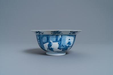 A Chinese blue and white 'klapmuts' bowl, Chenghua mark, Kangxi