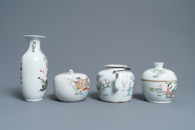 Vijf stukken Chinees famille rose porselein, 19/20e eeuw