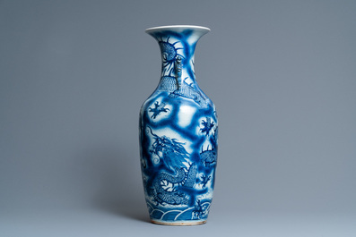 A Chinese blue and white 'dragon' vase, 19th C.