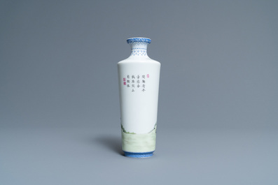 A Chinese famille rose rouleau vase, Qianlong mark, Republic
