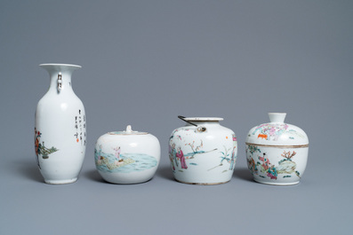 Vijf stukken Chinees famille rose porselein, 19/20e eeuw
