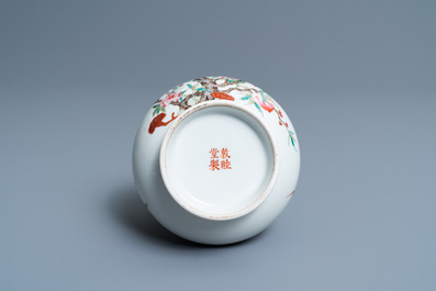A Chinese famille rose 'peaches' bottle vase, 'Dun mu tang zhi' mark, Republic