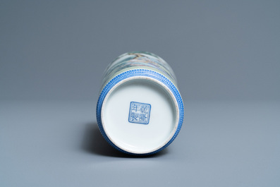 A Chinese famille rose rouleau vase, Qianlong mark, Republic