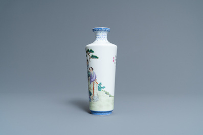 A Chinese famille rose rouleau vase, Qianlong mark, Republic