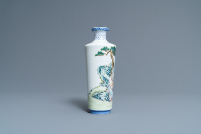 A Chinese famille rose rouleau vase, Qianlong mark, Republic
