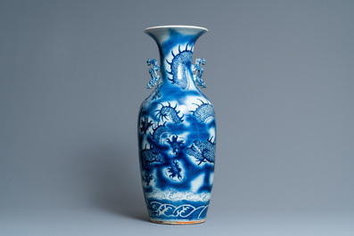 A Chinese blue and white 'dragon' vase, 19th C.