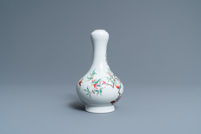 A Chinese famille rose 'peaches' bottle vase, 'Dun mu tang zhi' mark, Republic
