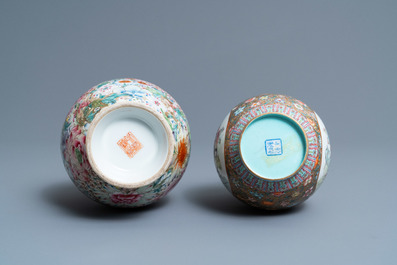 Two Chinese famille rose vases, Qianlong marks, Republic