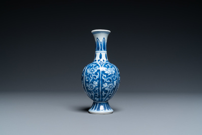 A Chinese blue and white 'lotus flower' vase, Kangxi