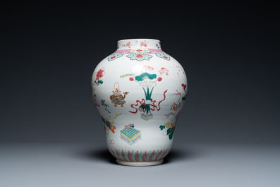 A Chinese famille rose 'antiquities' vase, Qianlong