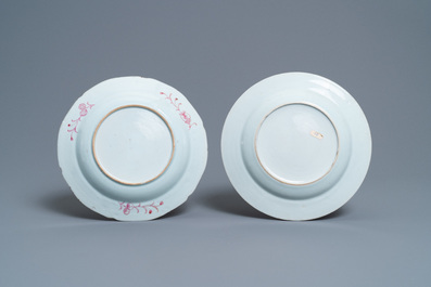 Four Chinese famille rose plates, Yongzheng/Qianlong