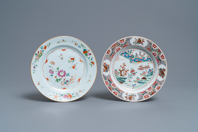 Four Chinese famille rose plates, Yongzheng/Qianlong