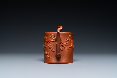 A Chinese Yixing stoneware two-spouted teapot with two compartments, Kangxi