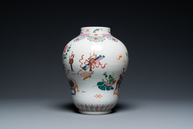 A Chinese famille rose 'antiquities' vase, Qianlong