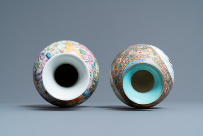 Two Chinese famille rose vases, Qianlong marks, Republic