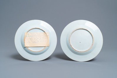 A pair of Chinese famille rose 'Hehe Er Xian' plates, Qianlong