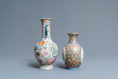 Two Chinese famille rose vases, Qianlong marks, Republic