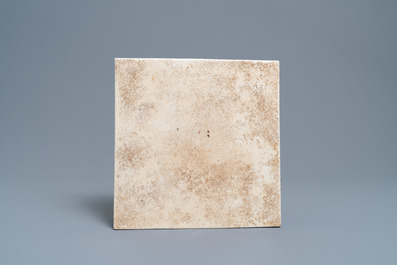 A square Chinese famille verte 'tiger' plaque, 19/20th C.