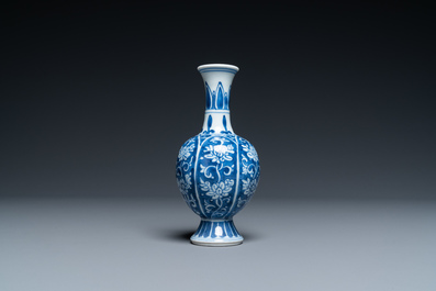 A Chinese blue and white 'lotus flower' vase, Kangxi