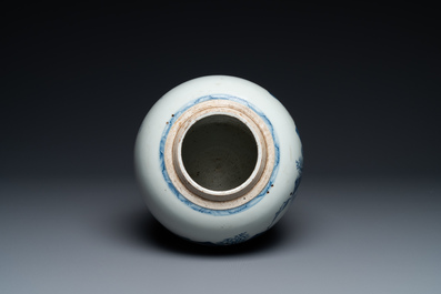 A Chinese blue and white 'landscape' jar, Kangxi