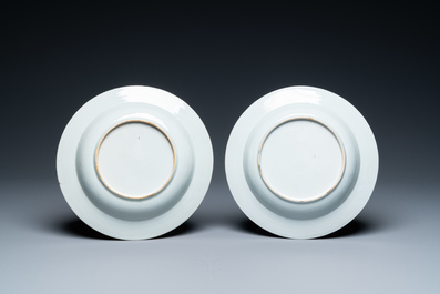 A pair of Chinese famille rose 'rooster' plates, Qianlong