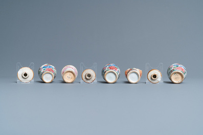 Thirty-eight Chinese blue and white, famille rose and monochrome miniature vases, Kangxi/Qianlong