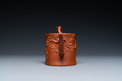 A Chinese Yixing stoneware two-spouted teapot with two compartments, Kangxi