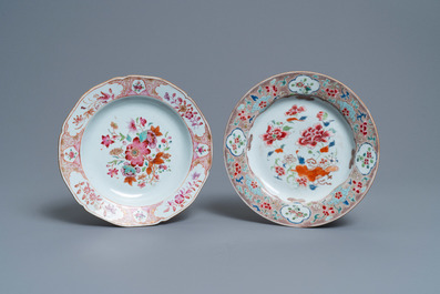 Four Chinese famille rose plates, Yongzheng/Qianlong