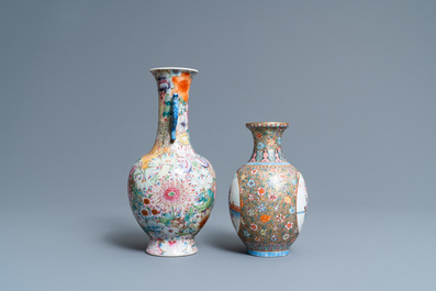 Two Chinese famille rose vases, Qianlong marks, Republic