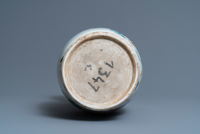 A Chinese famille rose 'horseriders' vase, Yongzheng