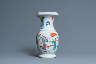 A Chinese famille rose 'horseriders' vase, Yongzheng