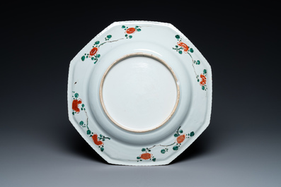An octagonal Chinese famille verte dish, Kangxi