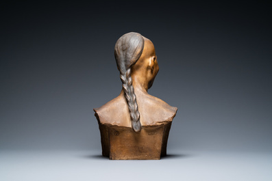 Jean Mich (Frankrijk, 1871-1919): Buste van Chih-Fan in gepatineerde terracotta