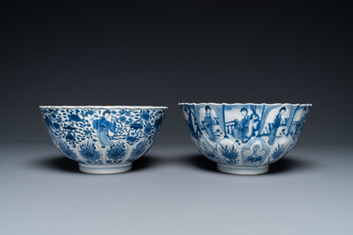Two Chinese blue and white bowls, Chenghua mark, Kangxi