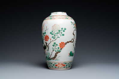 A Chinese famille verte 'pheasants' vase, Kangxi