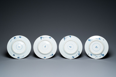 Twelve Chinese blue and white plates, Kangxi