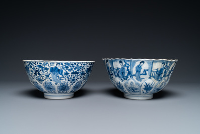 Two Chinese blue and white bowls, Chenghua mark, Kangxi