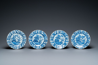Twelve Chinese blue and white plates, Kangxi
