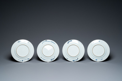 Twelve Chinese blue and white plates, Kangxi