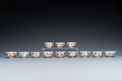 A rare Chinese 32-piece miniature tea service in blue, white and iron-red, Qianlong