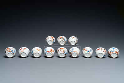 A rare Chinese 32-piece miniature tea service in blue, white and iron-red, Qianlong