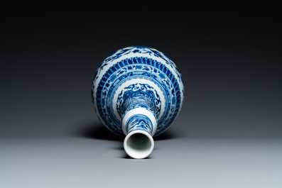 A Chinese blue and white bottle vase in Transitional style, Kangxi