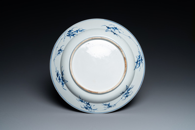 A Chinese blue and white 'musicians' dish, Kangxi